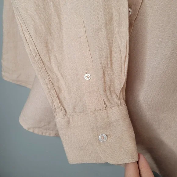 Quince Linen Button Up Men's Size XL Driftwood Beige Relaxed Long Sleeve Coastal - Picture 5 of 9
